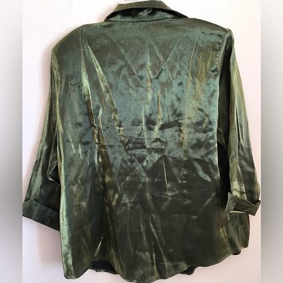 Vintage Ship 'N Shore Metallic gold button down blouse size 12 - Picture 5 of 6
